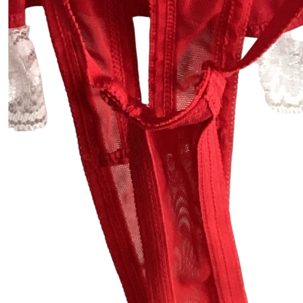 Vintage Frederick’s of Hollywood French Maid Red Satin White Lace Valentine’s - Picture 7 of 8